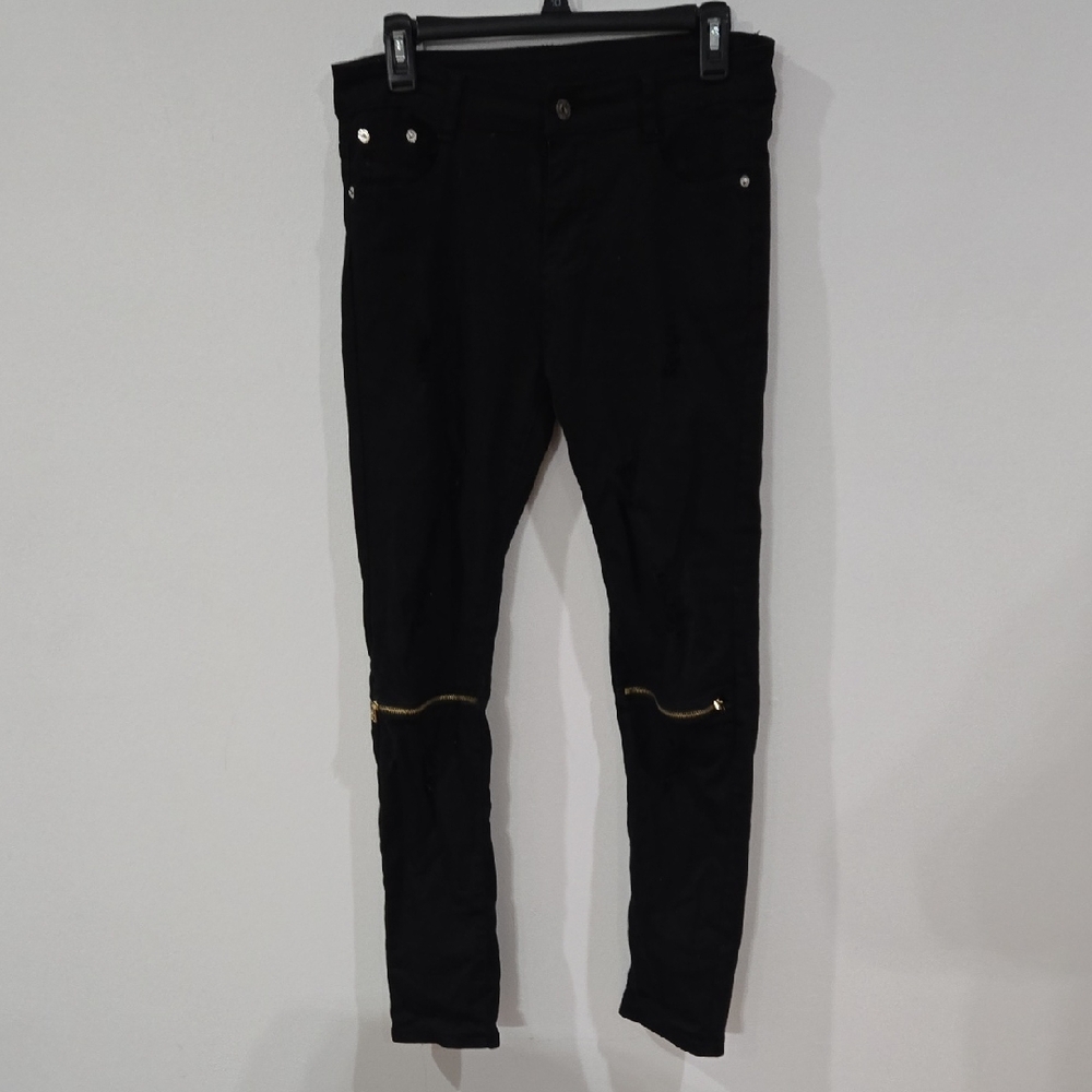 Marshall Sz 16 Women's Black Skinny Jeans with Gold Details